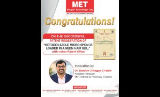 MET Pharmacy Receives Indian Patent for Innovative Hair Gel Formulation